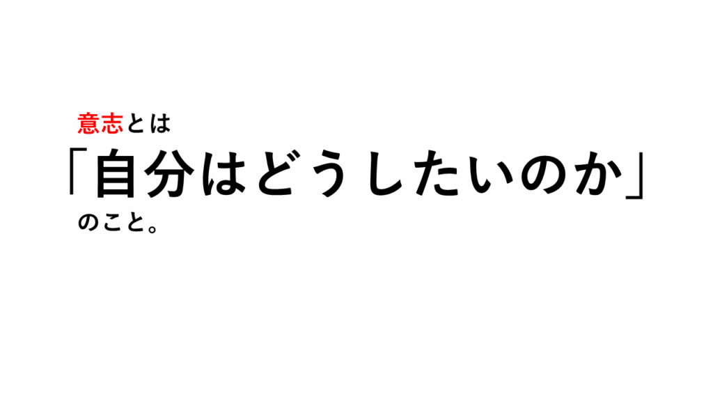 意志とは「自分がどうしたいのか」であるというスライド